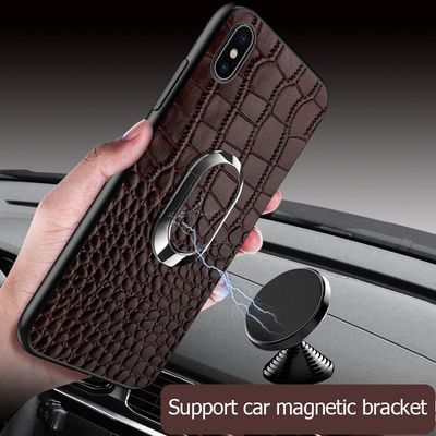 Genuine Leather Magnetic Ring Crocodile Mobile Phone Case for iPhone 14 Pro Max