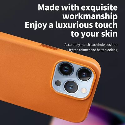 Anti-Drop Soft Original Cover Magnetic Wireless Charger Pu Leather Phone Case For Iphone 14 Pro Max