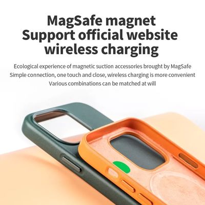 Anti-Drop Soft Original Cover Magnetic Wireless Charger Pu Leather Phone Case For Iphone 14 Pro Max