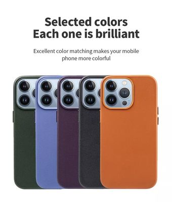 Anti-Drop Soft Original Cover Magnetic Wireless Charger Pu Leather Phone Case For Iphone 14 Pro Max