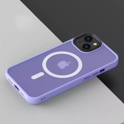 Iphone 13 Promax Clear Magnetic Mobile Phone Cases with Frosted Magnetic Ring Metal Button and TPU