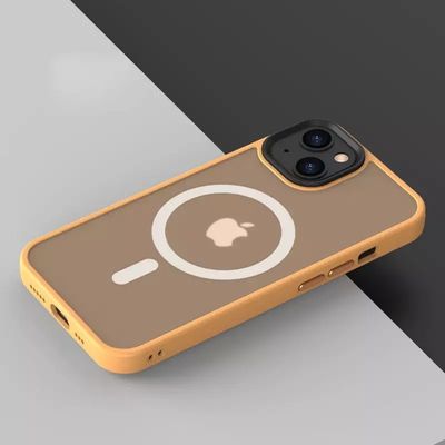 Iphone 13 Promax Clear Magnetic Mobile Phone Cases with Frosted Magnetic Ring Metal Button and TPU