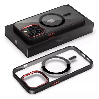 Metal Lens Camera Full Protective Transparent Clear Cases Magnetic Hard Back Cover Mobile Phone Case For Iphone 13 14 15 Pro Max