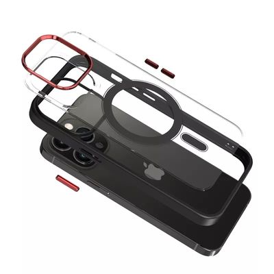 Metal Lens Camera Full Protective Transparent Clear Cases Magnetic Hard Back Cover Mobile Phone Case For Iphone 13 14 15 Pro Max