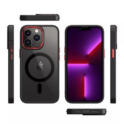 Metal Lens Camera Full Protective Transparent Clear Cases Magnetic Hard Back Cover Mobile Phone Case For Iphone 13 14 15 Pro Max