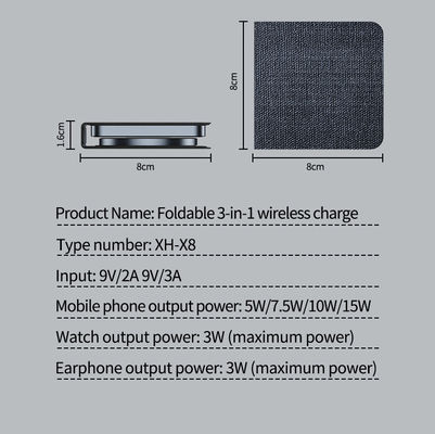 15W Fast Charging 2 In 1 Foldable Wireless Charger with QC3.0 Function and Magnetic Design