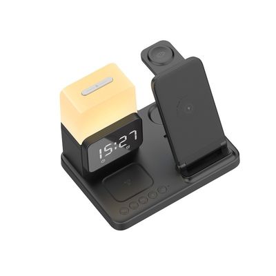 6-In-1 Mobile Phone Fast Charging Wireless Charger and Alarm Clock with ABS