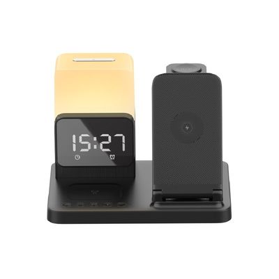 6 in 1 Magnetic Wireless Charger with LED Night Light and Clock Output 5W/7.5W/10W/15W ABS PC Material