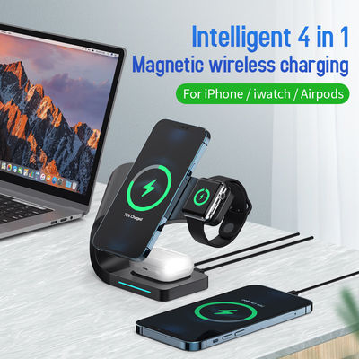 4 In 1 Magnetic Absorption Wireless Charger with 15W Fast Charging and Logo Service