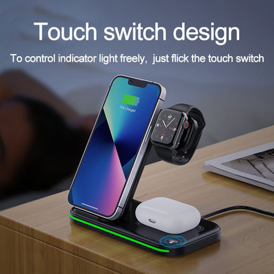 15W Fast Charging Multifunction 3 In 1 Foldable Wireless Charger Stand For Iphone 15 14 13 11 Pro Max