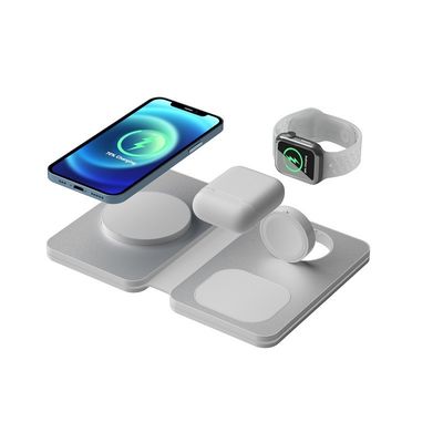 Foldable 15W Wireless Charger for iWatch , Magnetic Portable 3 in 1 Charging Station