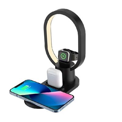 Fast Charger 4 In 1 Multifunction 15W Wireless Charger With Table Lamp for Mobile Phone