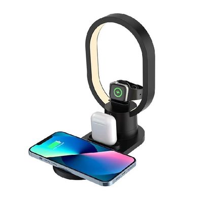 LED Desk Lamp 4 In 1 Wireless Charger Dock Station For iPhone 14 15Pro With 15W Output Voltage And Current