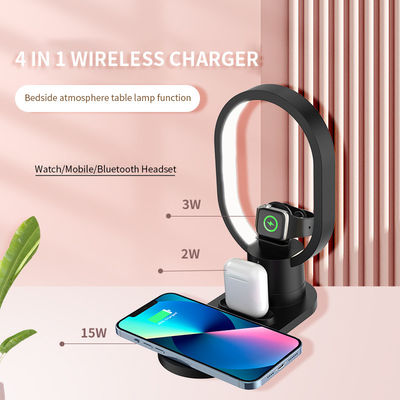 LED Desk Lamp 4 In 1 Wireless Charger Dock Station For iPhone 14 15Pro With 15W Output Voltage And Current