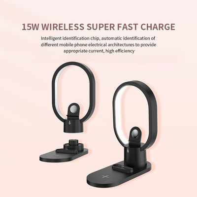 LED Desk Lamp 4 In 1 Wireless Charger Dock Station For iPhone 14 15Pro With 15W Output Voltage And Current