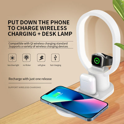 LED Desk Lamp 4 In 1 Wireless Charger Dock Station For iPhone 14 15Pro With 15W Output Voltage And Current
