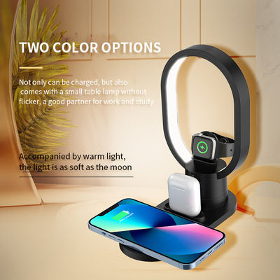 LED Desk Lamp 4 In 1 Wireless Charger Dock Station For iPhone 14 15Pro With 15W Output Voltage And Current