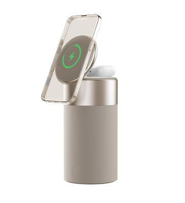 3 in 1 Wireless Charger with HD BT Speaker and LED Warm Light QC3.0 Function Output 5W/7.5W/10W/15W