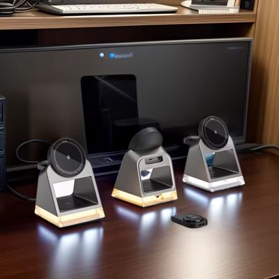 9V/2A Input Fast Charging 15W Wireless Charger with Night Lamp and Short Circuit Protection