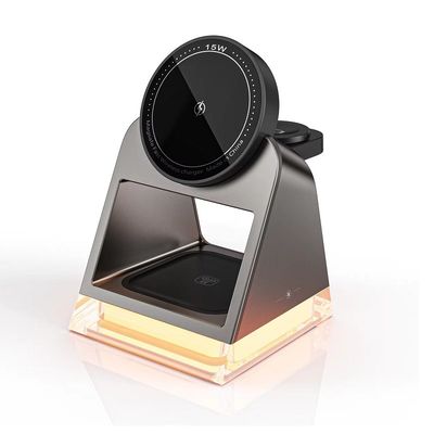 9V/2A Input Fast Charging 15W Wireless Charger with Night Lamp and Short Circuit Protection