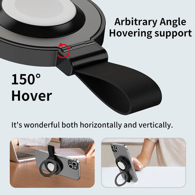 2 In 1 Foldable Mini Magnetic Finger Ring Wireless Charger with ABS PC Aluminum Alloy Material