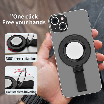 2 In 1 Foldable Mini Magnetic Finger Ring Wireless Charger with ABS PC Aluminum Alloy Material