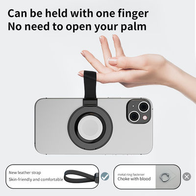 2 In 1 Foldable Mini Magnetic Finger Ring Wireless Charger with ABS PC Aluminum Alloy Material