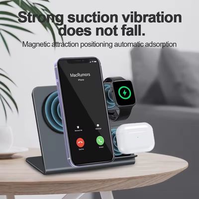 15W Magnetic Wireless Charger 3 In 1 Wireless Charging Stand Cell Phone Charger Fast Charging Short Circuit Protection