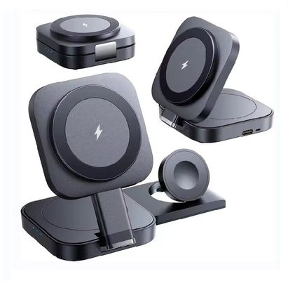 3 In 1 Fast Wireless Charger with Over-Charging Protection and Magnetic Foldable Design