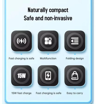3 In 1 Fast Wireless Charger with Over-Charging Protection and Magnetic Foldable Design