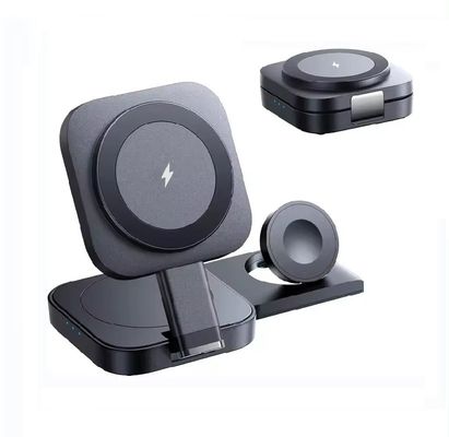 12V/2A Input Portable Magnetic 3 In 1 Wireless Charger Foldable Fast Charging Station with QC3.0 Function