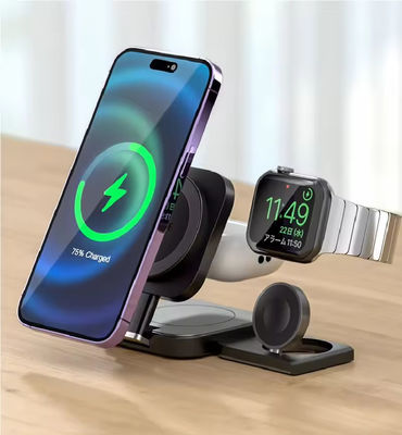 12V/2A Input Portable Magnetic 3 In 1 Wireless Charger Foldable Fast Charging Station with QC3.0 Function