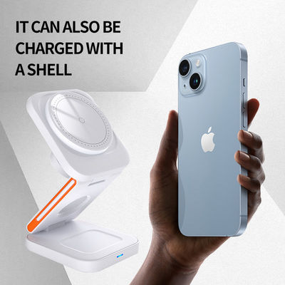 Mobile Phone Stand 3-in-1 Foldable Magnetic Wireless Charger with Over-Charging Protection and USB-Type C Input Port