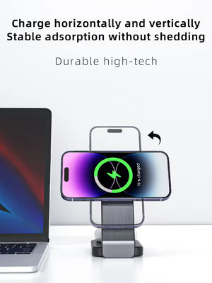 Aluminum Alloy 3 in 1 Wireless Charger Stand Station 15W Charging Dock for iPhone with Input Voltage and Current of 9V/2A 5V/2A