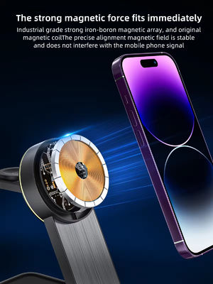 Aluminum Alloy 3 in 1 Wireless Charger Stand Station 15W Charging Dock for iPhone with Input Voltage and Current of 9V/2A 5V/2A