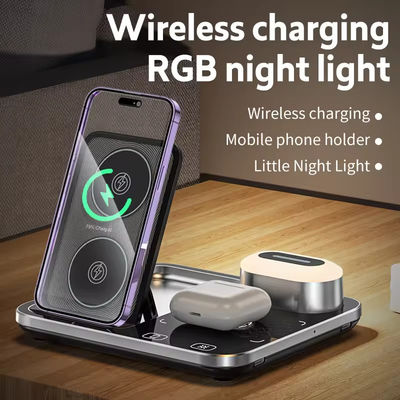 Multi-Function Wireless Charger With Night Light 3 In 1 Magnetic for AirPods and iWatch Type C Input Port 5W