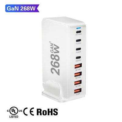 268w GAN Multiple Ports Usb 5c 3a Desktop Laptop Power Adapter with ABS PC Material
