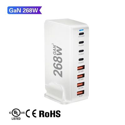 Universal Travel Adapter 268W GAN Desktop Charger with Short Circuit Protection and 8 Port USB PD Fast Charger