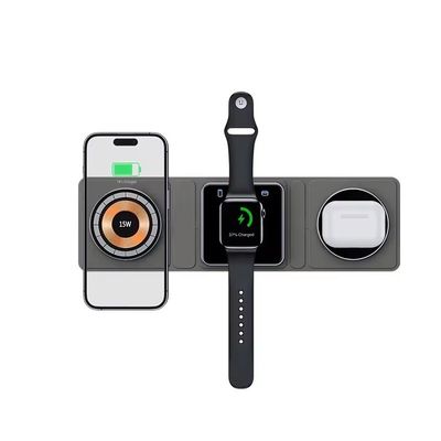 9V/2A Input 3 in 1 Foldable Magnetic Wireless Charger for Universal Fast Charging Portable Mobile Phone