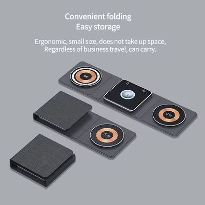 9V/2A Input 3 in 1 Foldable Magnetic Wireless Charger for Universal Fast Charging Portable Mobile Phone