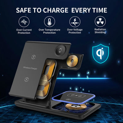 3 in 1 Mobile Phone Fast Charging Magnetic Wireless Charger Foldable and Portable Output 5W/7.5W/10W/15W Protection