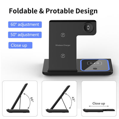 3 in 1 Mobile Phone Fast Charging Magnetic Wireless Charger Foldable and Portable Output 5W/7.5W/10W/15W Protection