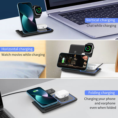 3 in 1 Mobile Phone Fast Charging Magnetic Wireless Charger Foldable and Portable Output 5W/7.5W/10W/15W Protection