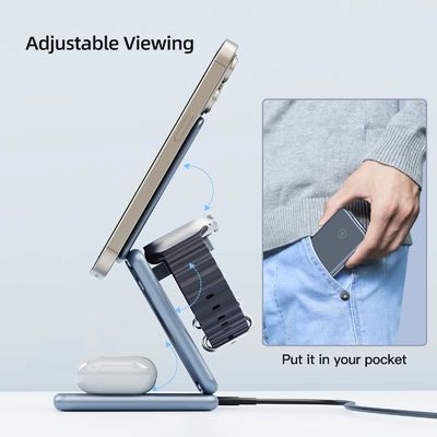 Smartphone Multifunction Foldable Magnetic Wireless Portable Charger with 9V/2A Input and Fast Charging Feature