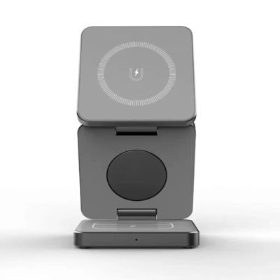 Black Charging Station Devices Smartphone Multifunction Fast 3 In 1 Wireless Charger with Input Voltage and Current 9V/2A